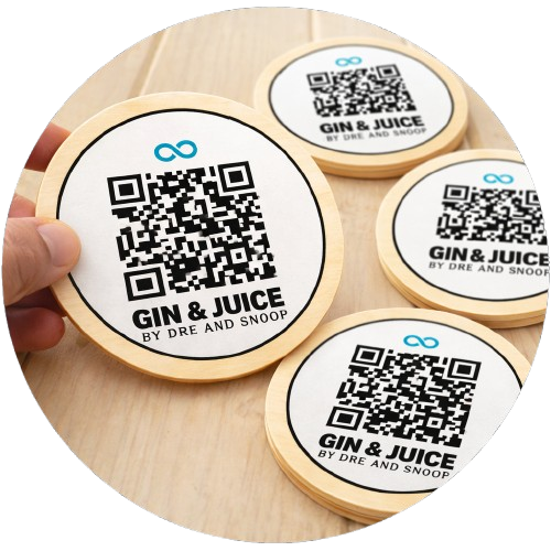 Gin & Juice QR code coasters
